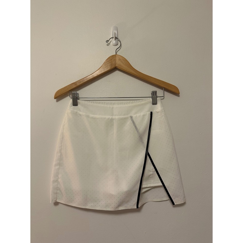 Mono B White Perforated Athletic Tennis Skort with Black Trim | Size Small